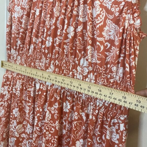 LUCKY BRAND Apricot Floral print Midi Dress Boho Sleeveless - Picture 13 of 14